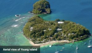 Aerial view of Young Island